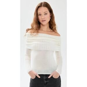 Le Superbe Aura Embellished Off-The-Shoulder Sweater in Snow